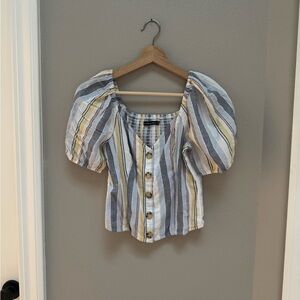 Cropped striped Abercrombie and Fitch shirt.